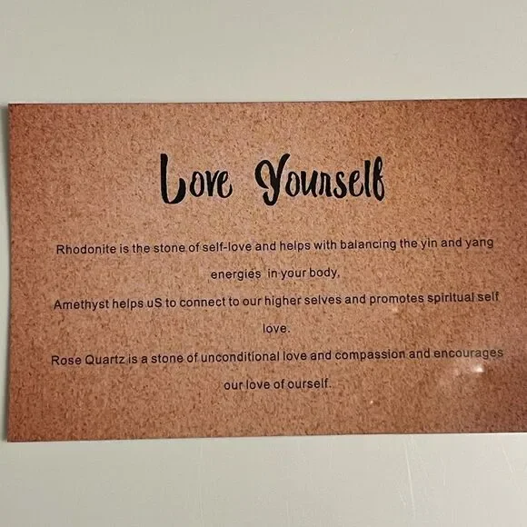 “Love Yourself” Tumbled Stone Bracelet (Rose Quartz, Amethyst, Rhodonite) - Picture 11 of 12